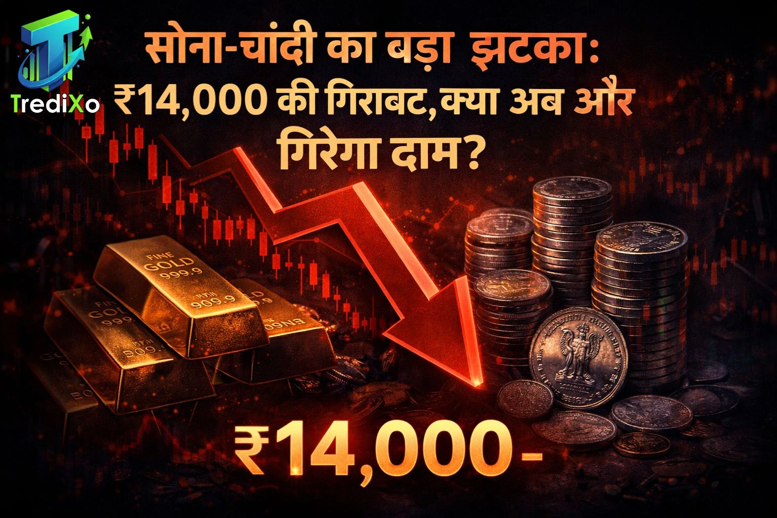 सोना-चांदी का बड़ा झटका ₹14,000 की गिरावट, क्या अब और गिरेगा दाम