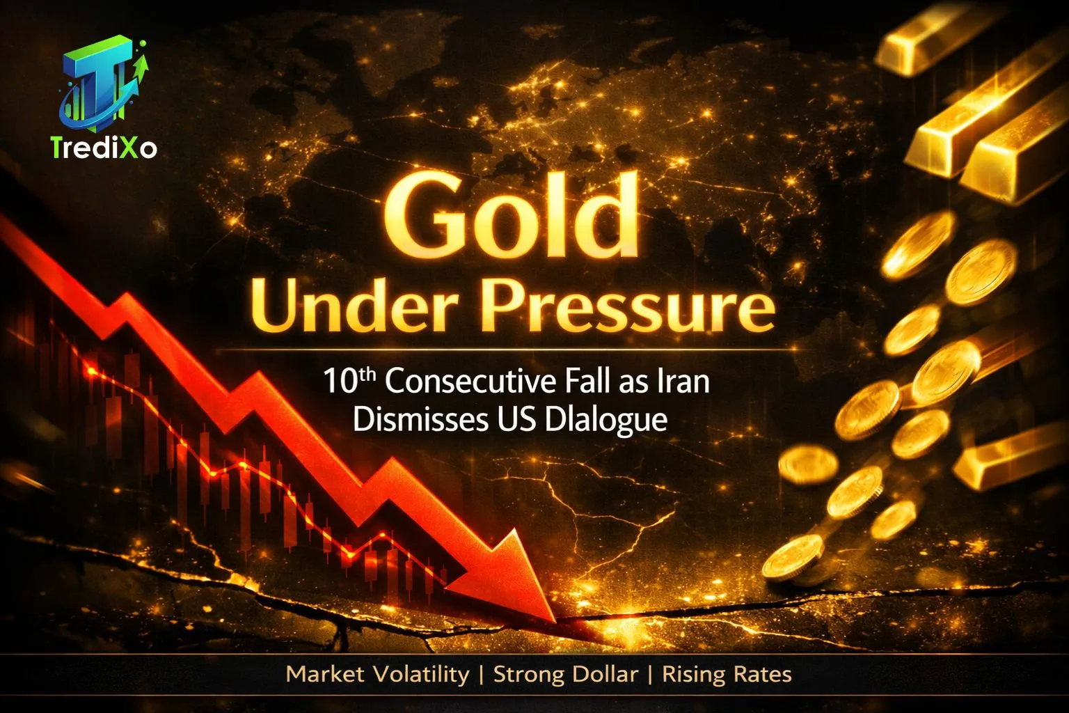 Gold Under Pressure 10th Consecutive Fall as Iran Dismisses US Dialogue