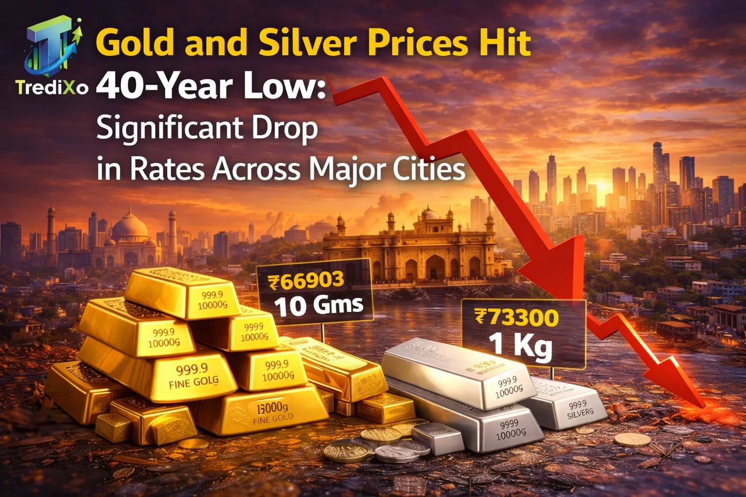 Gold and Silver Prices Hit 40-Year Low Significant Drop in Rates Across Major Cities