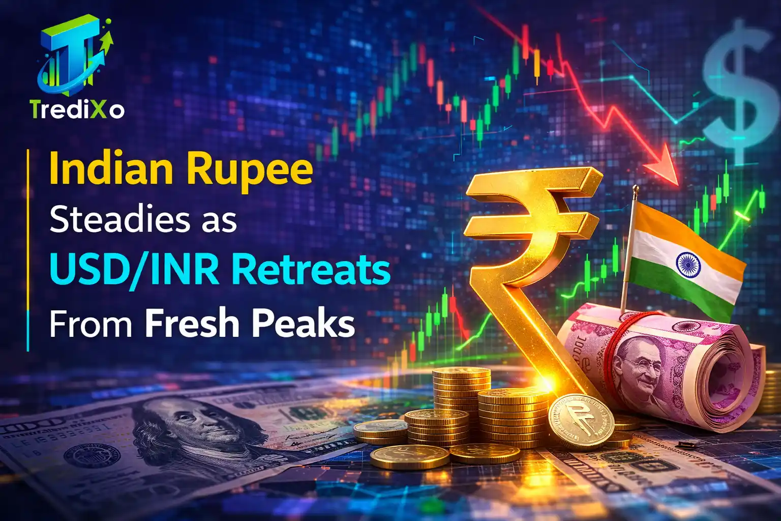 Indian Rupee Steadies as USD/INR Retreats From Fresh Peaks