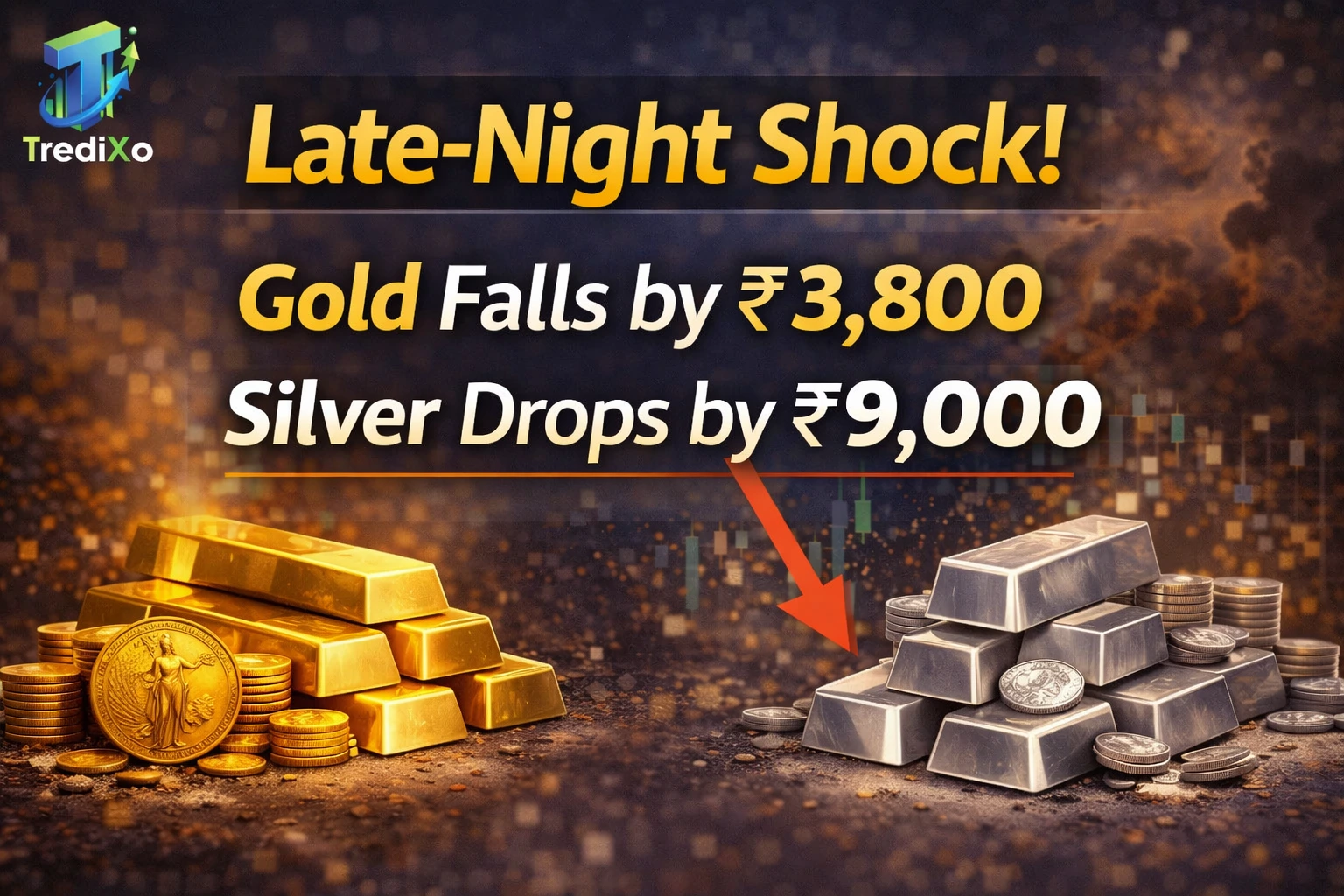 Late-Night Shock! Gold Falls by ₹3,800 and Silver Drops by ₹9,000