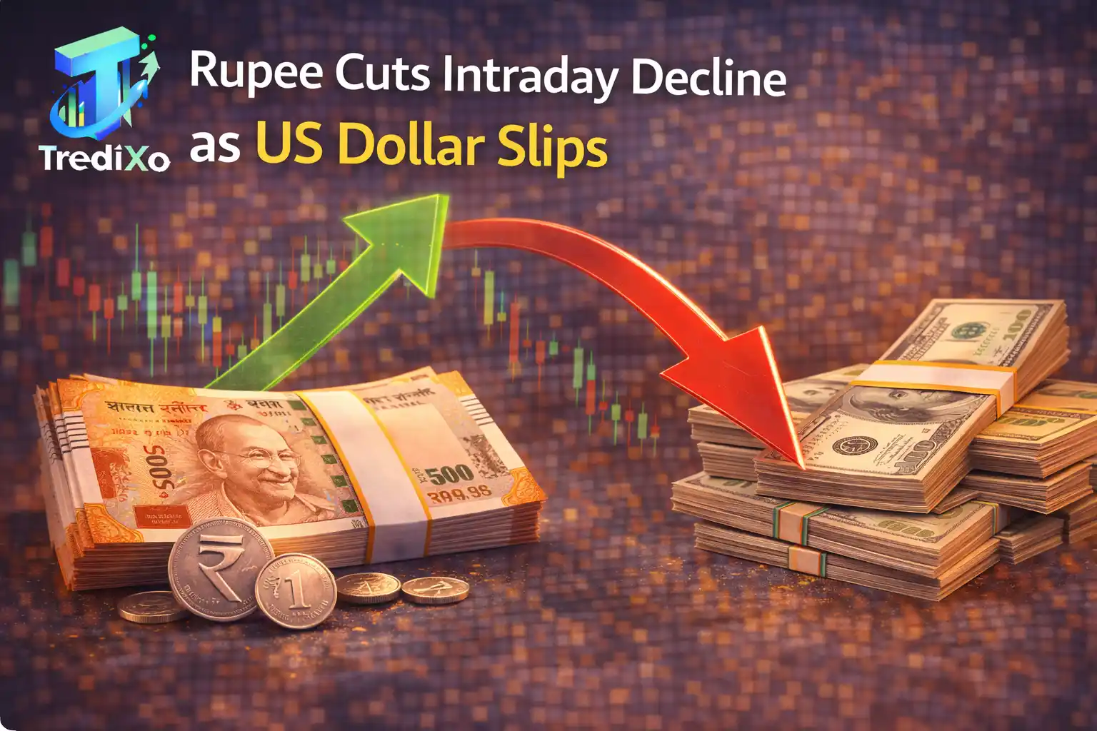 The Indian Rupee (INR) trimmed its intraday losses against the US Dollar (USD) 