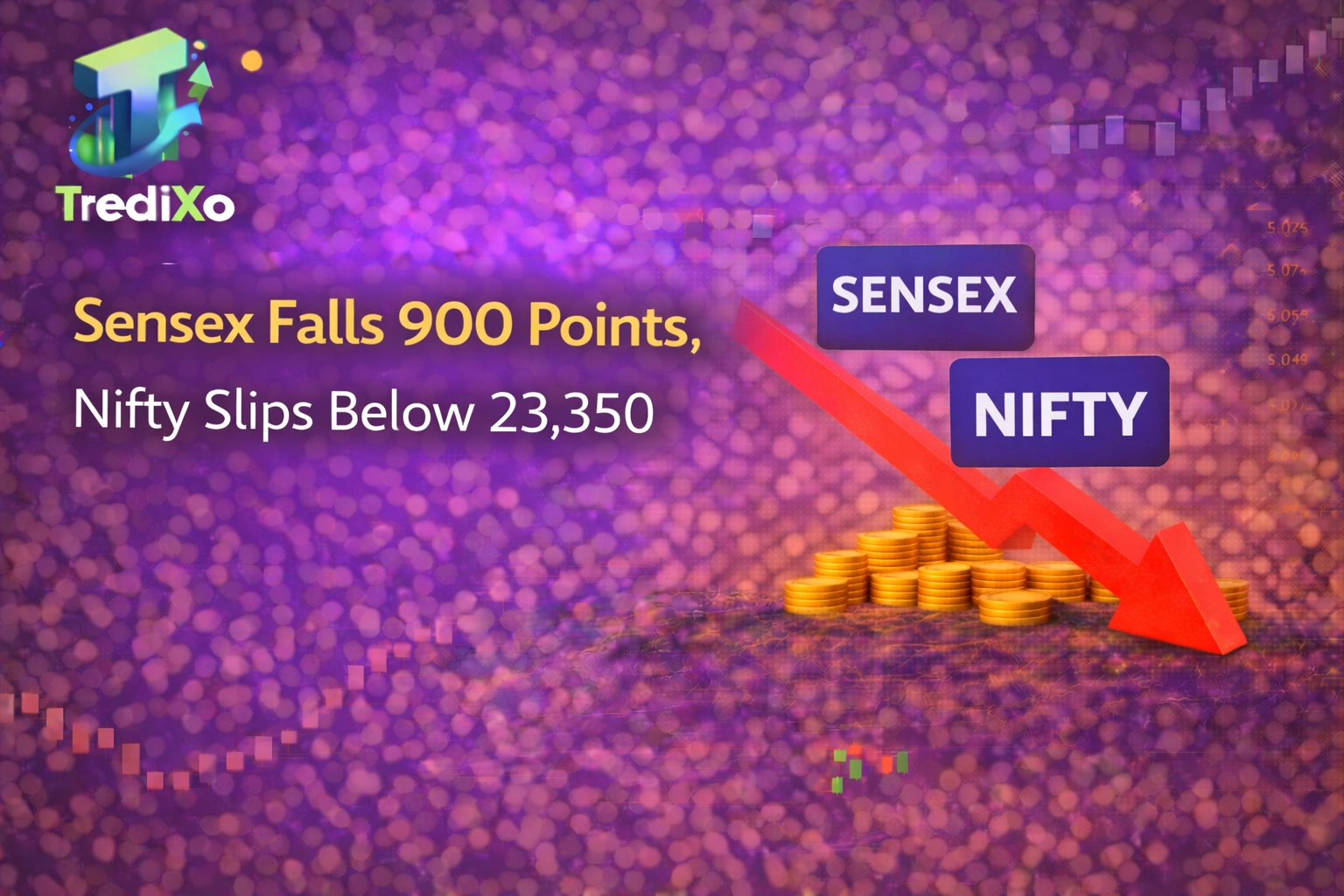 Sensex Falls 900 Points, Nifty Slips Below 23,350