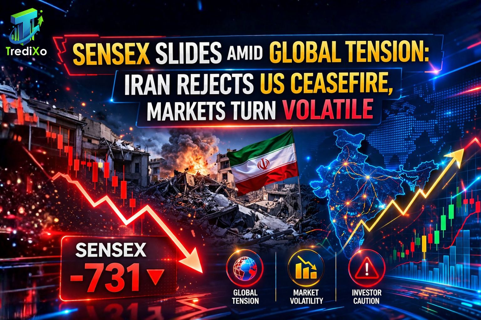 Sensex Slides Amid Global Tension Iran Rejects US Ceasefire, Markets Turn Volatile