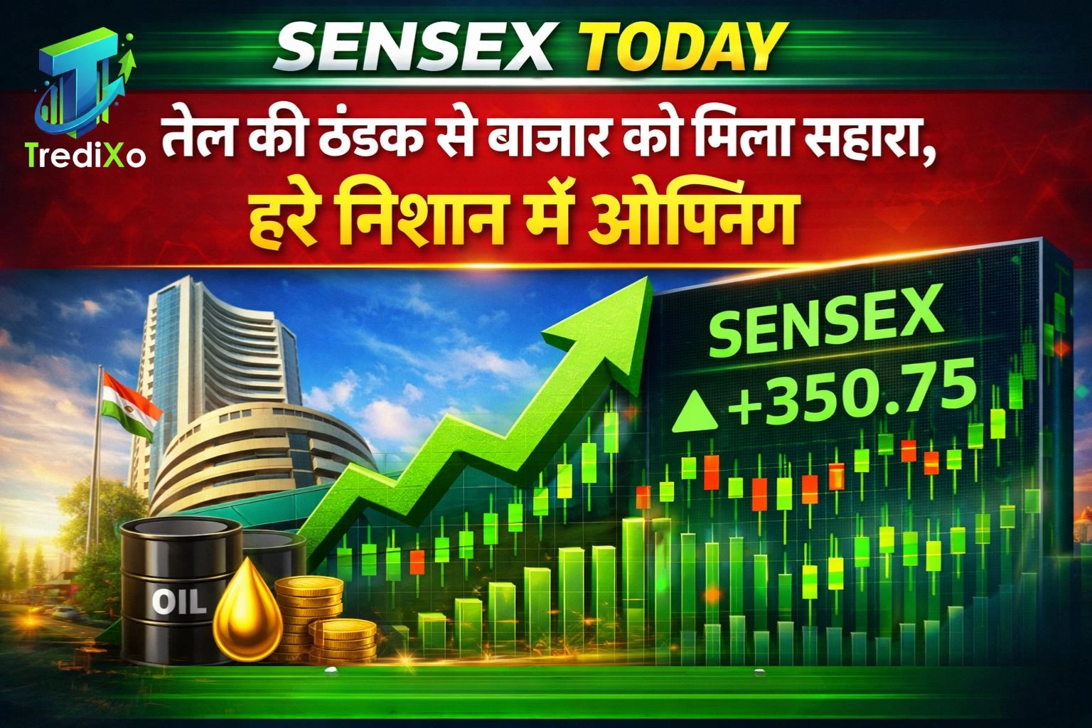 Sensex Today तेल की ठंडक से बाजार को मिला सहारा, हरे निशान में ओपनिंग