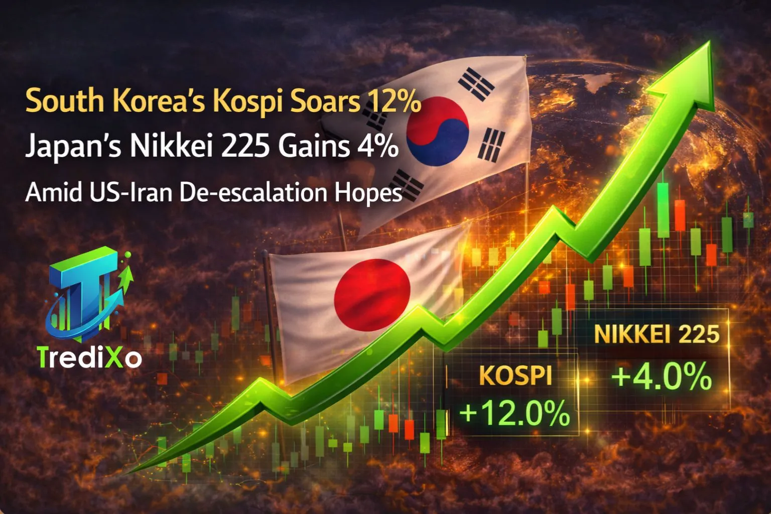 South Korea's Kospi Soars 12%, Japan's Nikkei 225 Gains 4% Amid US-Iran De-escalation Hopes