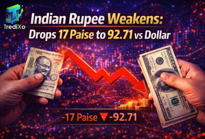 Indian Rupee Weakens Drops 17 Paise to 92.71 vs Dollar.