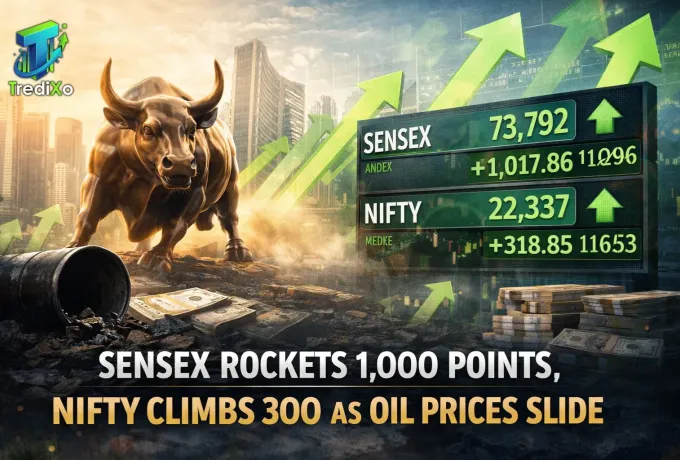 Sensex Rockets 1,000 Points, Nifty Climbs 300 as Oil Prices Slide